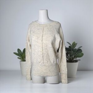 WILLIAM RAST Oatmeal Grey Back V Neck Sweater Polka Dot Alpaca Womens XS